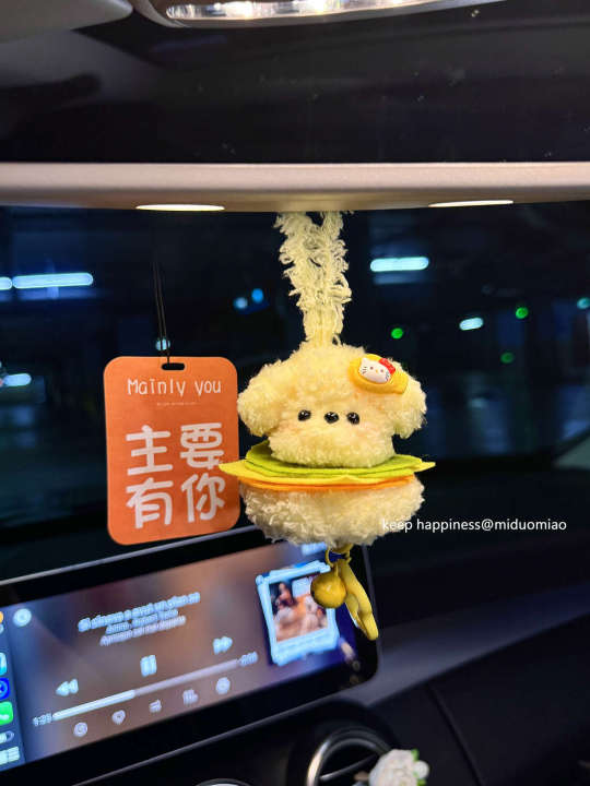 Hamburger%20Puppy%20Rearview%20Mirror%20Hanging%20Decoration%20Car%20Accessories%20Interior%20Ornament%20Cute%20Healing%20Doll%20for%20Women%20-%20Image%204