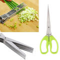5 Blade Vegetable Scissors with Cleaning Comb Ideal for Cut Herb Spices Cooking Tools Vegetable Cutter, Random Colors. 