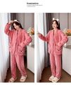 Autumn Winter Warm Flannel Women Pajamas Sets Thick Coral Velvet Long Sleeve Cartoon Sleepwear Flannel Pyjamas Set. 