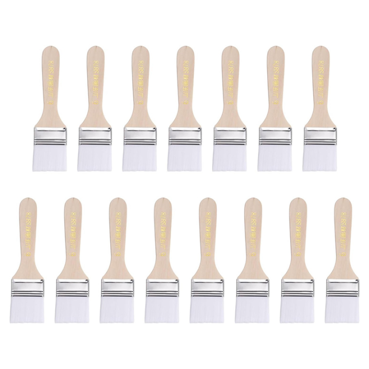 Spreeshop 15pcs Paint Brushes Paint Brush Nylon Flat Wall Paint Brush Soft Bristle with Wood Handle for Painting DIY 1.5 Inch