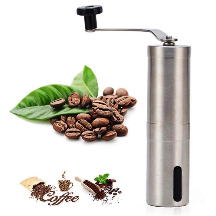 Manual Coffee Grinder Conical Burr Mill Brushed Stainless Steel
