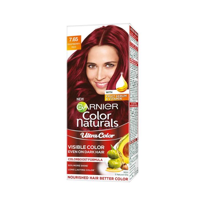 Garnie Color Naturals Creme Hair Color - 7.65 Raspberry Red (55ml+50g)