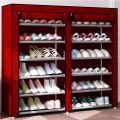 Double Layer Shoe Rack 2 x 6 Layer Shoe Rack  Foldable Shoe Rack Dustproof With Cover - Multicolor. 