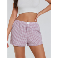 Women Y2k Gingham Cute Pj Short Pants Plaid Lounge Shorts Sleep Bottoms Elastic Boxers Streetwear. 