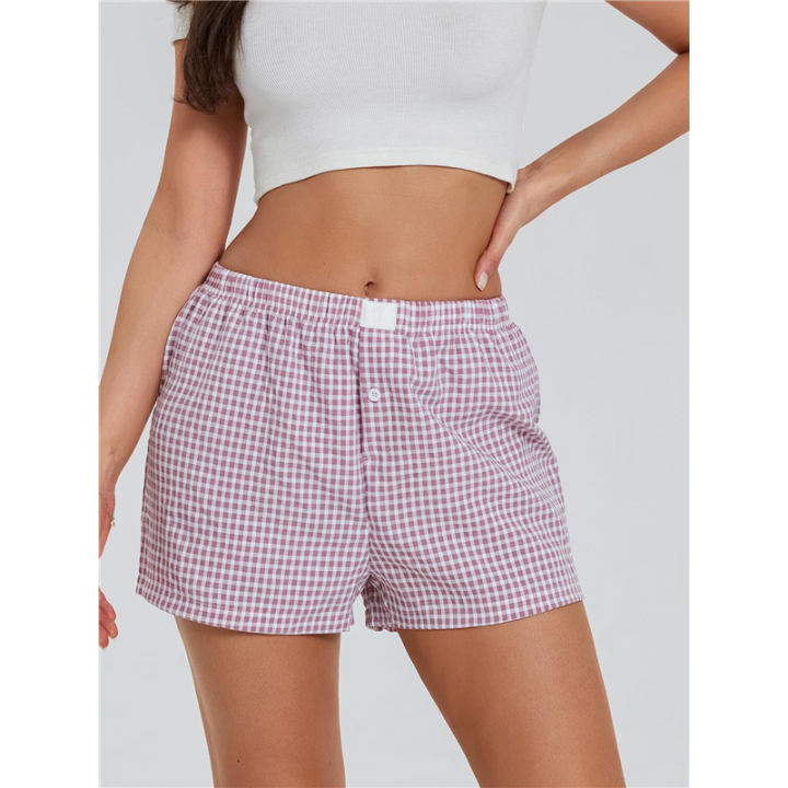 Women%20Y2k%20Gingham%20Cute%20Pj%20Short%20Pants%20Plaid%20Lounge%20Shorts%20Sleep%20Bottoms%20Elastic%20Boxers%20Streetwear%20-%20Image%207