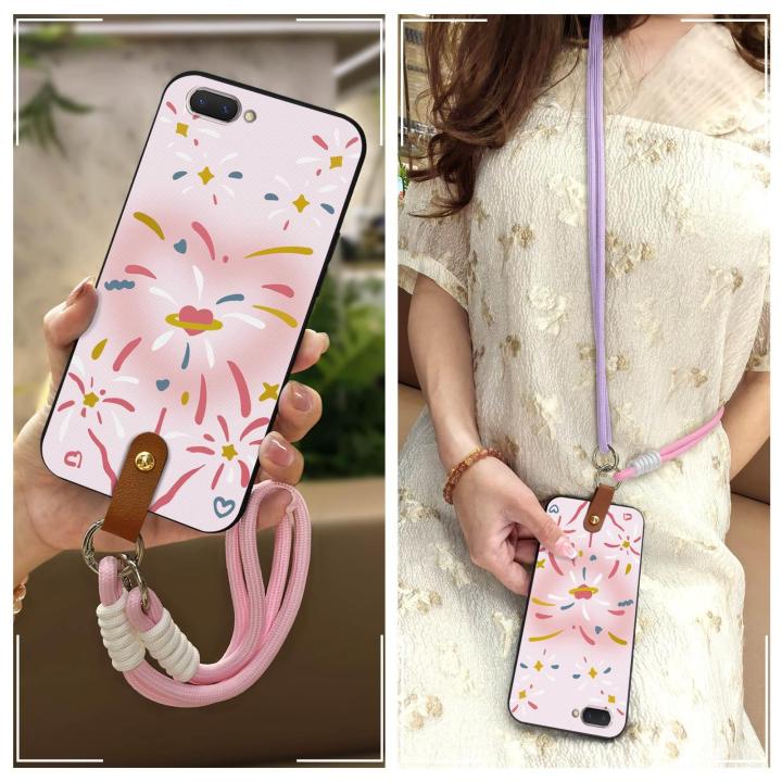 Silicone Cartoon Phone Case For OPPO A5/A3s/Ax5/R15neo Lanyard protective Soft case Necklace Graffiti TPU Waterproof