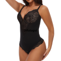 Difutagui Lace Mesh Shapewear Bodysuit for Women Tummy Control Fifty percent discount V Neck Body Shaper Fajas Thongs Bustier. 