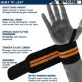 STRAUSS Cotton Wrist Wrap Band with Thumb Loop Straps & Closures | Adjustable & Breathable Material | Gym Accessories for Weightlifting, Workouts & Strength Training | Powerful Velcro (Black & Orange). 