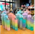 3 in 1 Gradient Color Motivational Bottles Lock Feature & Top Lid with Straw For Office/Home/Sports/Outdoor (2000 Ml, 900 Ml and 300 Ml). 