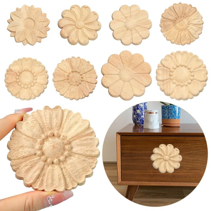 Natural Floral Unique Wall Door Decoration Wood Carved Corner Appliques Frame wooden Figurines Crafts Woodcarving Decorative