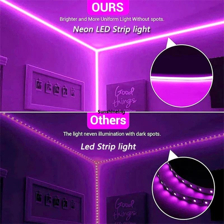 Indoor RGB Color Changing Flexible Control Light Bar RGB Neon LED Bluetooth Rope Tube Light Smart Home Rope Light