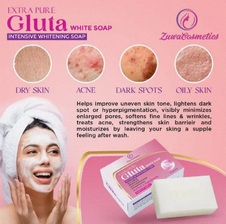 Extra%20Pure%20Gluta%20White%20Soap%20by%20Zuwa%20Cosmetics%20Lightening%20,%20Whitens%20,%20Anti%20-%20Ageing%20,%20Anti%20Inflammatory%20,%20Pak%20of%202%20,135%20GM%20-%20Image%202