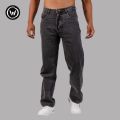 Wraon Dark Grey Solid Premium Baggy Jeans For Men - Fashion | Pants For Men | Men's Wear | Jeans Pants |. 