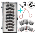 DISICHEN Luxury 8 pcs/2 pairs magnetic eyelashes with 5 magnets, reusable handmade 3D mink false eyelashes natural with magnetic tweezers. 