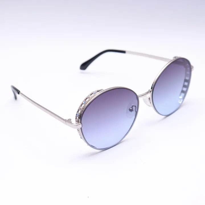 Blue/Silver%20Circular%20Sunglasses%20For%20Women%20-%20Image%203