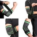 Green Elastic Orthopedic Elbow Support Arm Compression Sleeve. 