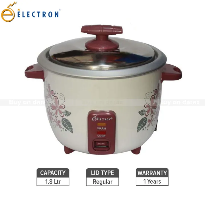 Electron 1.8 Ltrs Rice Cooker - White/Maroon | Daraz.com.np