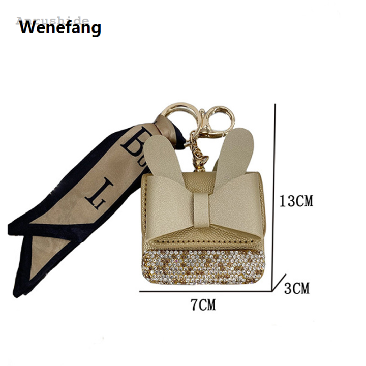 Wenefang%20Anrushide%20Fashion%20inlaid%20rabbit%20ears%20mini%20bag%20PU%20headphone%20bag%20For%20Airpods%202025%20New%204%20Pro%202%203%202and1Case%20universal%20Portable%20coin%20purse%20with%20keychain%20-%20Image%203