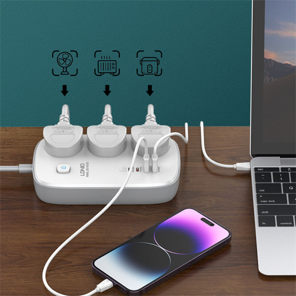LDNIO%20SC3416%2065W%20PD%20Fast%20Charging%20Power%20Socket%20Multiplug%20with%203%20AC%20Universal%20Outlets,%202%20USB-C,%202%20USB-A%20Ports%20-%20Image%208