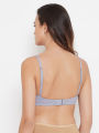 Clovia Padded Underwired Full Cup Geometric Print T-shirt Bra in Lilac. 