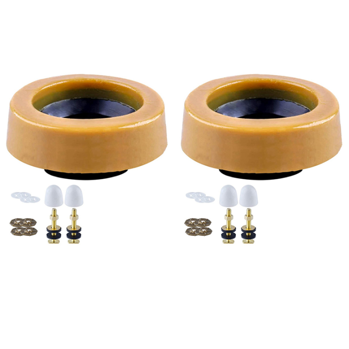 LKPCIGCXM 2X Toilet Wax Ring Kit for Floor Toilets New Install or -Seat Include Closet Bolts,Bolt Caps,Flange and Washers