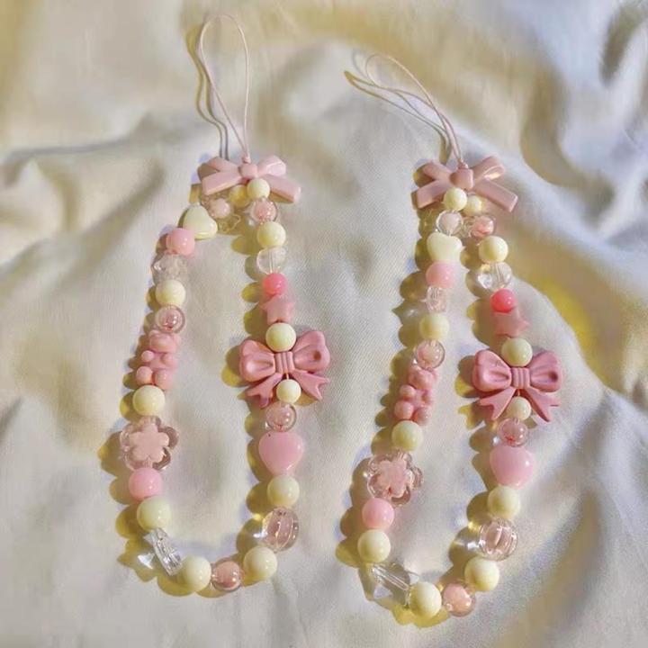 Plastic   Strap Elegant Approximately 24cm Long Fresh Pink Beads Love Bow  Bracelet for Fashion Accessory Daily Wear Gift Option Casual Outing Teenagers