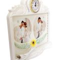 Kissing Swan Dual Photo Frame with Led Lights and Clock. 