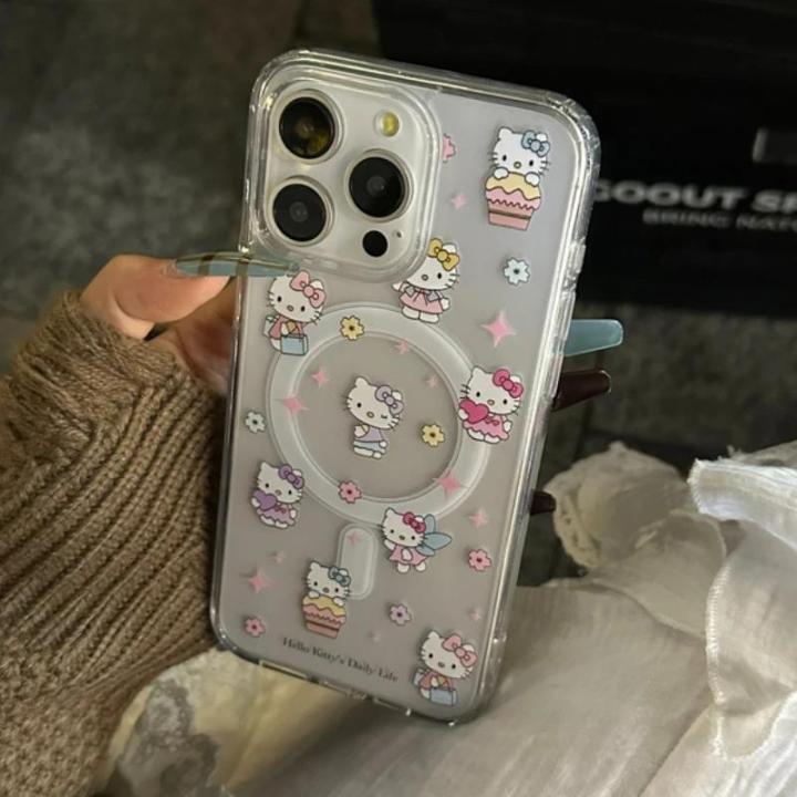 Cute%20Sanrio%20Hello%20Kitty%20Magnetic%20Bracket%20Magsafe%20Wireless%20Charge%20Phone%20Case%20For%20iPhone%2015%2014%2013%2012%2011%20Pro%20Max%20Clear%20Hard%20Cover%20-%20Image%204