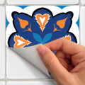 Artsy Home Elegant Basilicato Pattern Cement Tile Wall Stickers, Vibrant Floral/Mosaic Design, 48pcs 10cm x 10cm. 