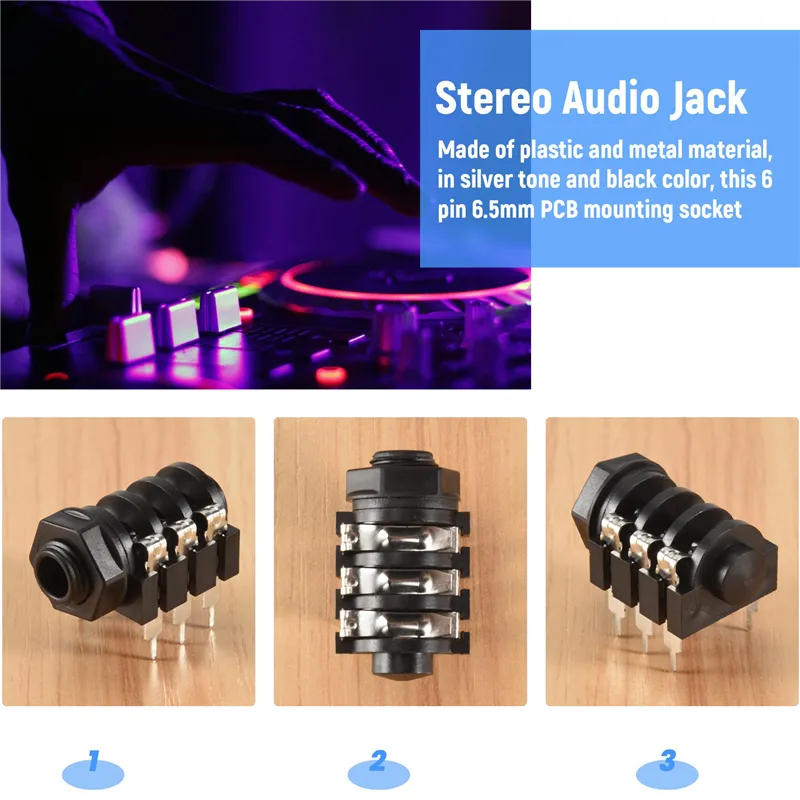 Aexit 6.5mm 1/4 Stereo Jack PCB Panel Mount Connector Cable Aexit 6.5mm 1/4 Stereo Jack PCB Panel Mount Connector Cable