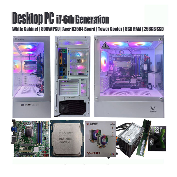 Desktop CPU I7 6th Generation 8gb ram | 256 ssd | White Casing | Daraz ...