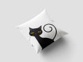 Set of 4 Minimalist Black Cat  Printed Cushions Cover with Filling 16x16– Set of 4. 