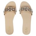 CAI Beige Embellished Flats Sandal For Women. 