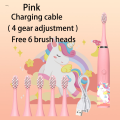 Wenefang Sonic Electric Toothbrush For Kids Cartoon Colorful IPX7 Waterproof New With Replacement Heads Cleaning Automatic Rechargeable Brush. 