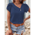 Linen Tops for Women Casual Collared Business Blouses Tops Puff Sleeve Crop Shirts Loose Summer Work Clothes. 