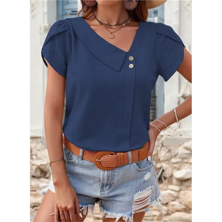 Linen%20Tops%20for%20Women%20Casual%20Collared%20Business%20Blouses%20Tops%20Puff%20Sleeve%20Crop%20Shirts%20Loose%20Summer%20Work%20Clothes%20-%20Image%205