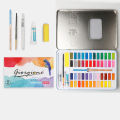 Giorgione 48 Colors Solid Watercolor Pigment Set Metal Iron Box Painting Tools Hand Painted Pigment Art for Drawing Supplies-Blue. 