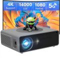 AUN AKEY7 MAX Pro 1080p Native Resolution Projector, 4K Supported, 6000lumens, Android 9, 5G WiFi, Bluetooth, Built-in Netflix, HDMI, USB, 300" Display. 