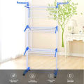 Foldable Multi-Layer Clothes Drying Rack with Wheels – Telescopic Metal Laundry Stand for Indoor & Outdoor Use | 3-Tier Cloth Dryer Rack for Towels, Garments & Home Organization. 