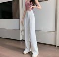 Front Pocket Design Formal Pant Long Loose Parallel Design For Women - White | Multisize | Fashion | Pants For Women. 