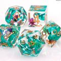 Weihonghunfei【2025 Version】 Set Dice Resin, Resin DnDD, Dragon and Applicable, D Make Handmade Resin Polyhedron D Dice Set in Dungeon D and Dice with Sharp Edge Dice Green Affordable. 
