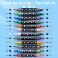 New 24/48/72/96 Colors Double-Ended Glitter Pens Colorful Quickly Dry Acrylic Marker Pen Soft Tip Glue-Like Ink Fluorescent Pen Drawing Painting. 