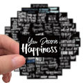 Artsy Home 25/50 Pcs  Black/White 18+ Inspirational English Graffiti Waterproof Stickers. 