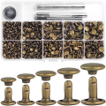 340 Sets Leather Rivet Kit Rivets Leather Double Hat Rivets Apparel Fabric for Repairing Clothes Shoes Bags Belts Easy Install D. 