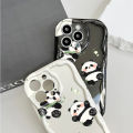 Hontinga for Realme C55 Back Cover Panda Cream Wavy Edge Silicone Phone Case. 