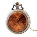 Boshiya watch accessories wholesale brown glass double globe pocket watch unisex casual quartz vintage pocket watch. 