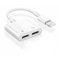 2-In-1 Lighting Splitter Adapter, Dual Lighting Headphone Audio And Charge Adapter Compatible. 