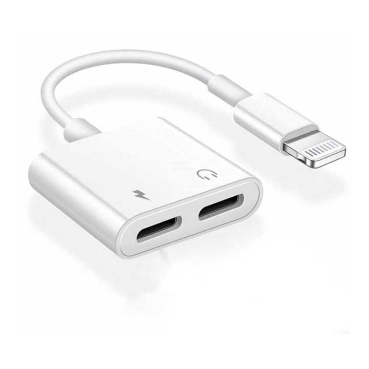 2-In-1 Lighting Splitter Adapter, Dual Lighting Headphone Audio And Charge Adapter Compatible