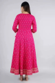 Prakhaya Women Printed Viscose Rayon Gown Kurta  (Pink). 