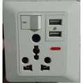 1 Gang (5/16A + MF) Multi Power Socket With Indicator + 2USB Port - Premium Switches. 